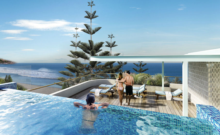 Artist's impression of the rooftop pool at The Surf Yamba