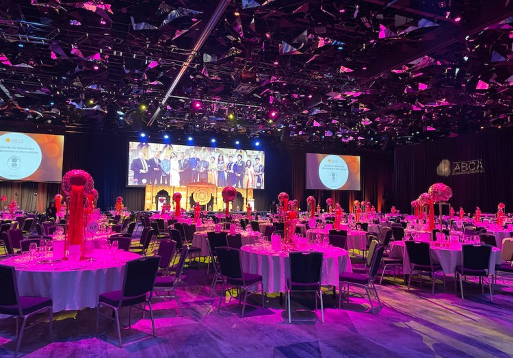 ICC Sydney Grand Ballroom set up for the IABCA Awards 2021. Credit: Gandhi Creations