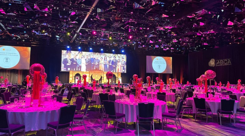 ICC Sydney Grand Ballroom set up for the IABCA Awards 2021. Credit: Gandhi Creations